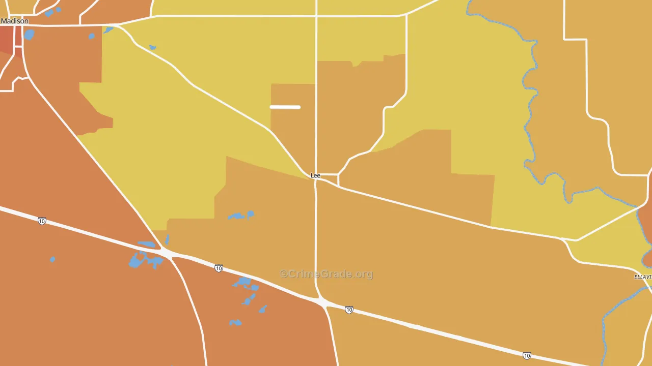 Lee, FL Map of Burglary Rates