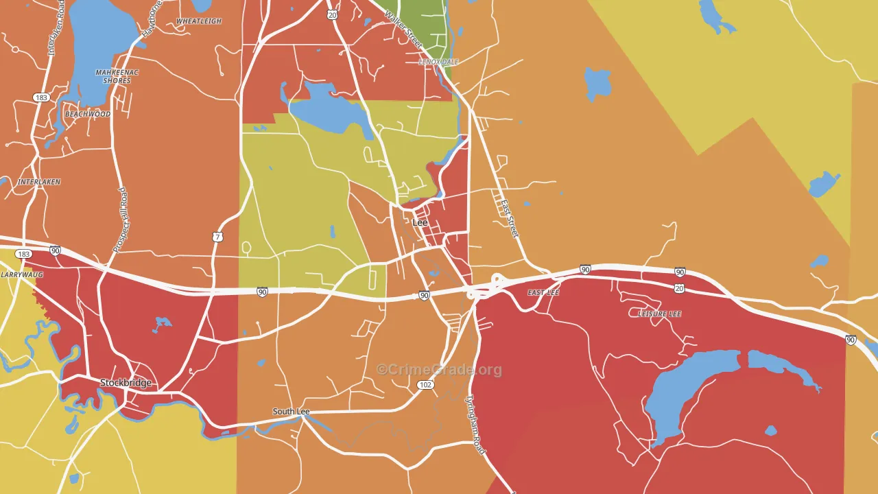 Lee, MA Map of Burglary Rates