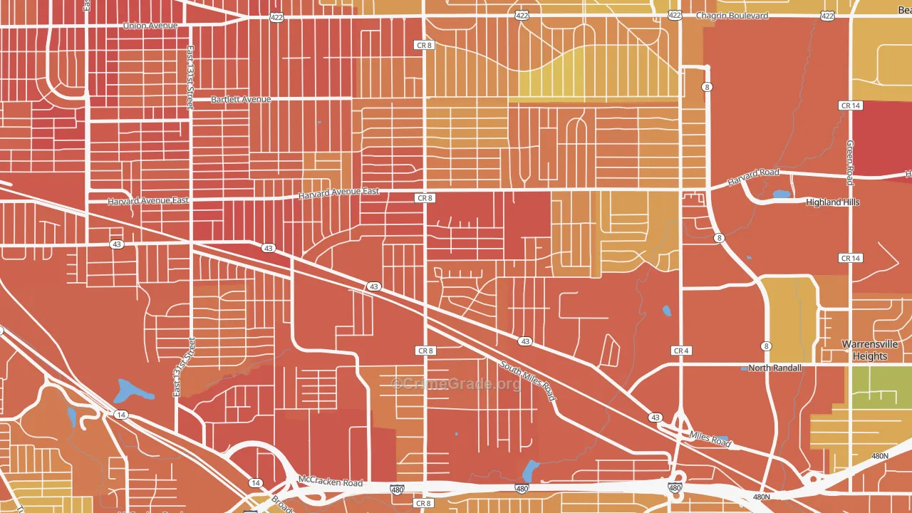 Lee-Miles, Cleveland, OH Map of Burglary Rates