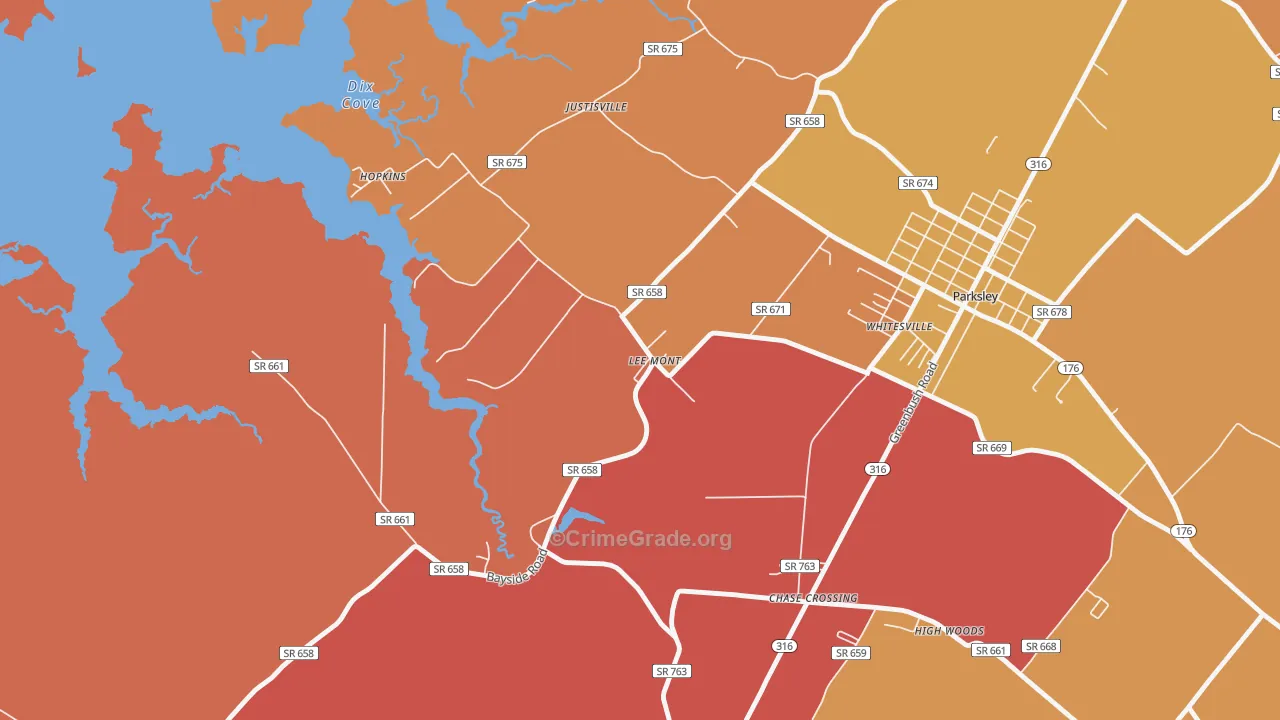 Lee Mont, VA Map of Burglary Rates