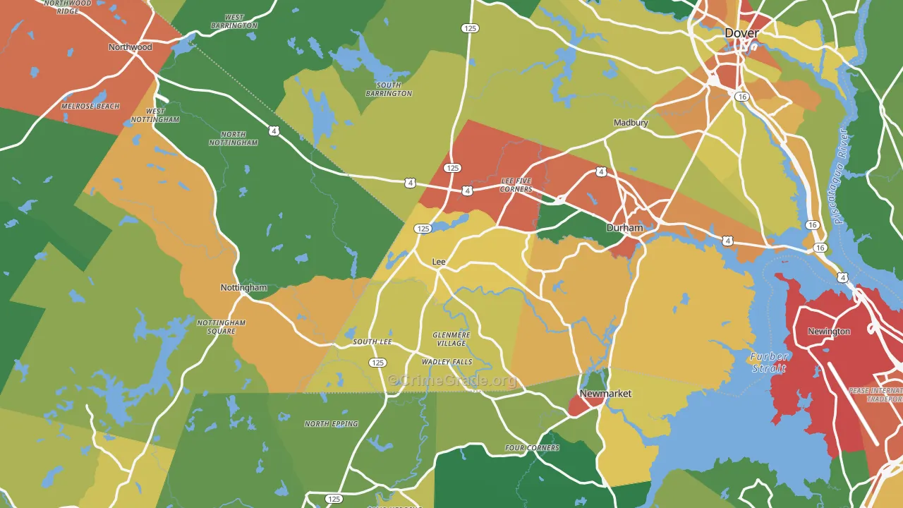 Lee, NH Map of Burglary Rates