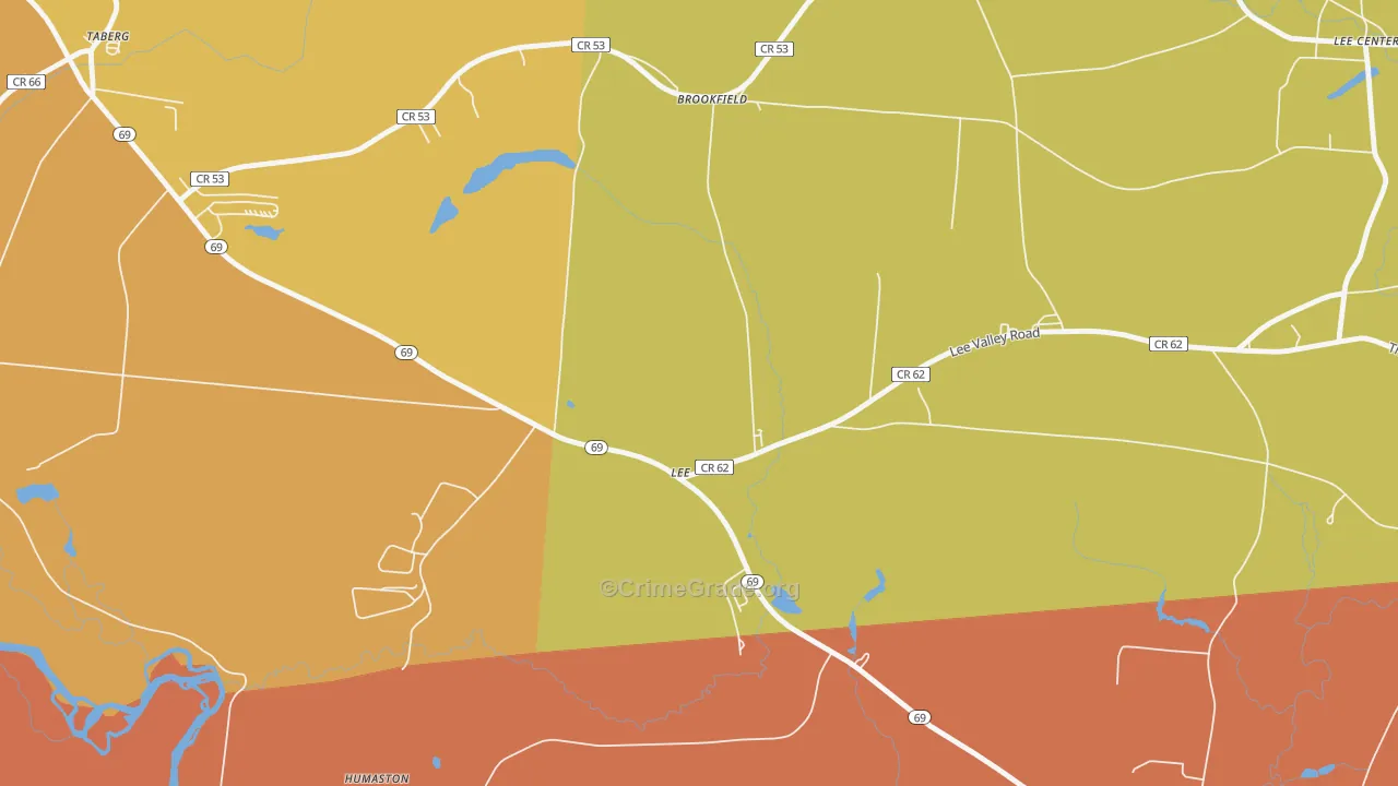 Lee, NY Map of Burglary Rates