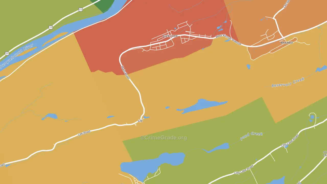 Lee, PA Map of Burglary Rates