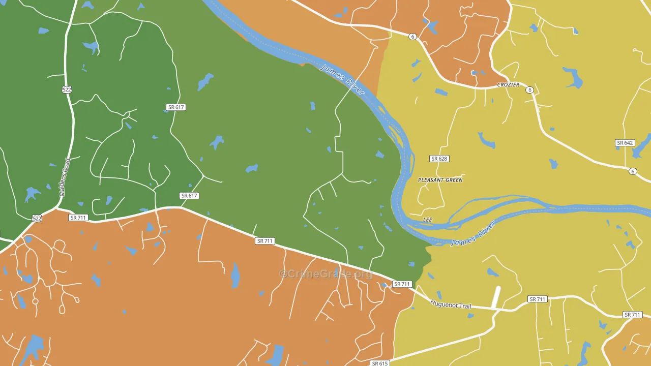 Lee, VA Map of Burglary Rates