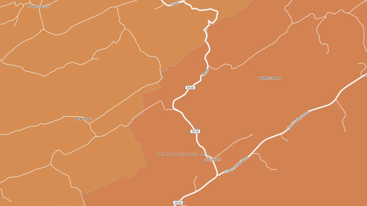 Lee Valley, TN Map of Burglary Rates