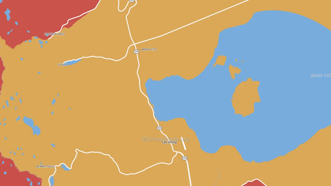 Lee Vining, CA Map of Burglary Rates