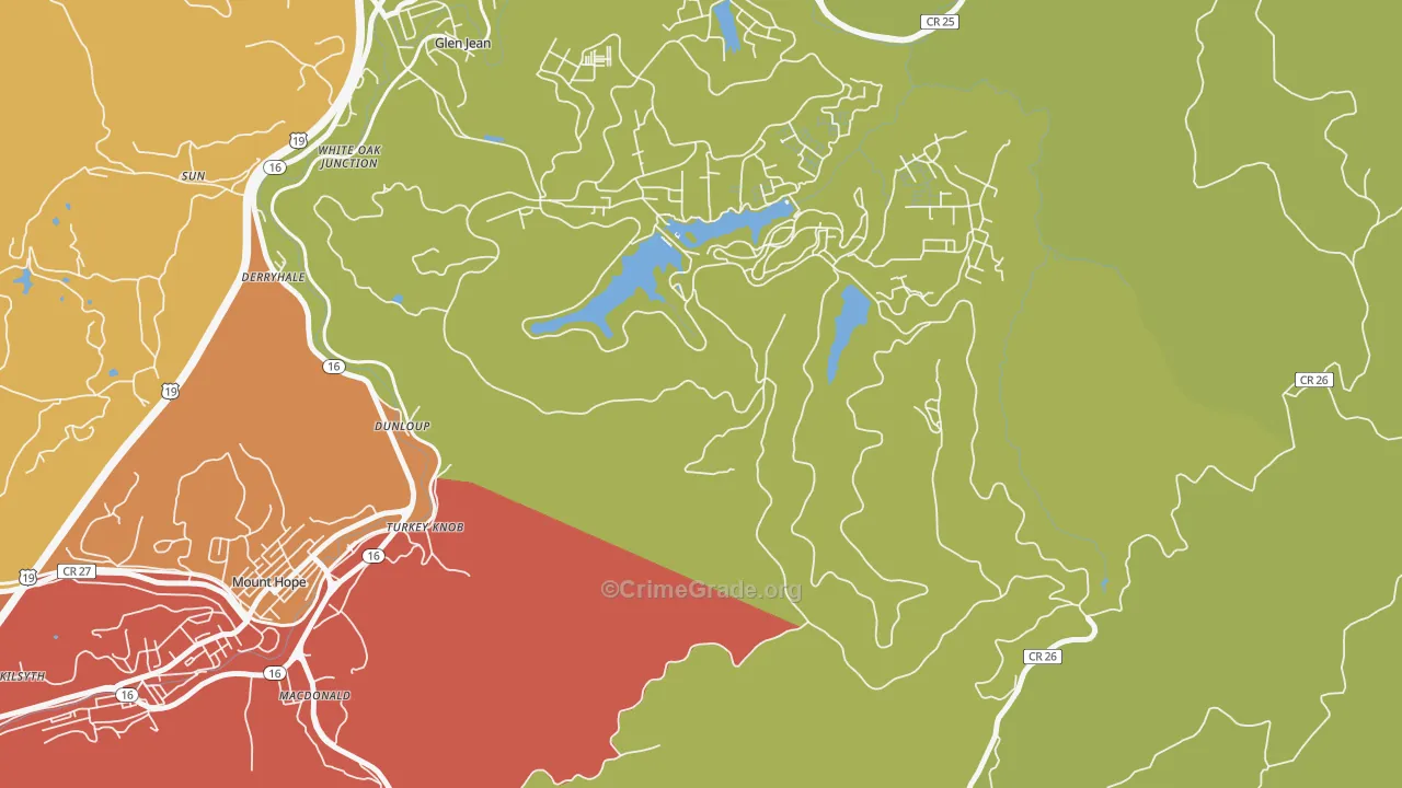 Lee, WV Map of Burglary Rates