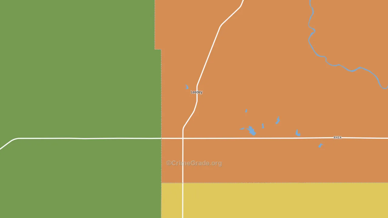 Leedey, OK Map of Burglary Rates