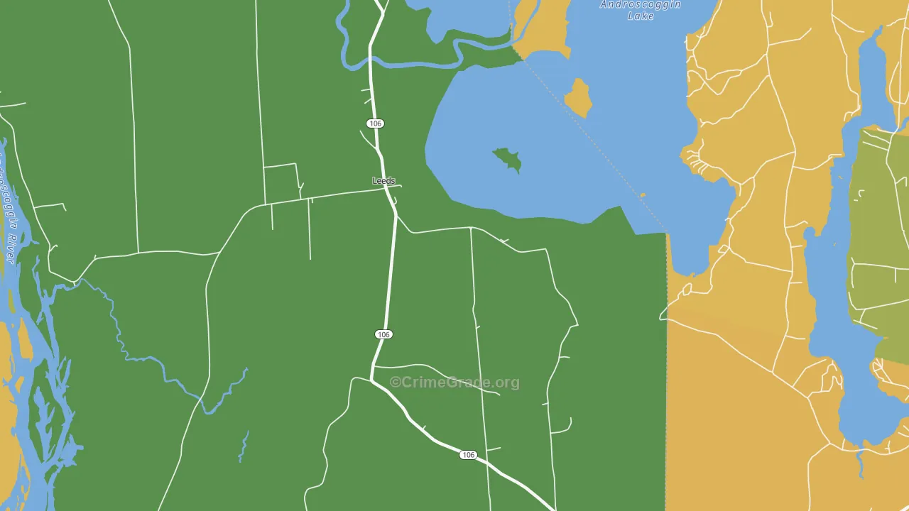 Leeds Junction, ME Map of Burglary Rates
