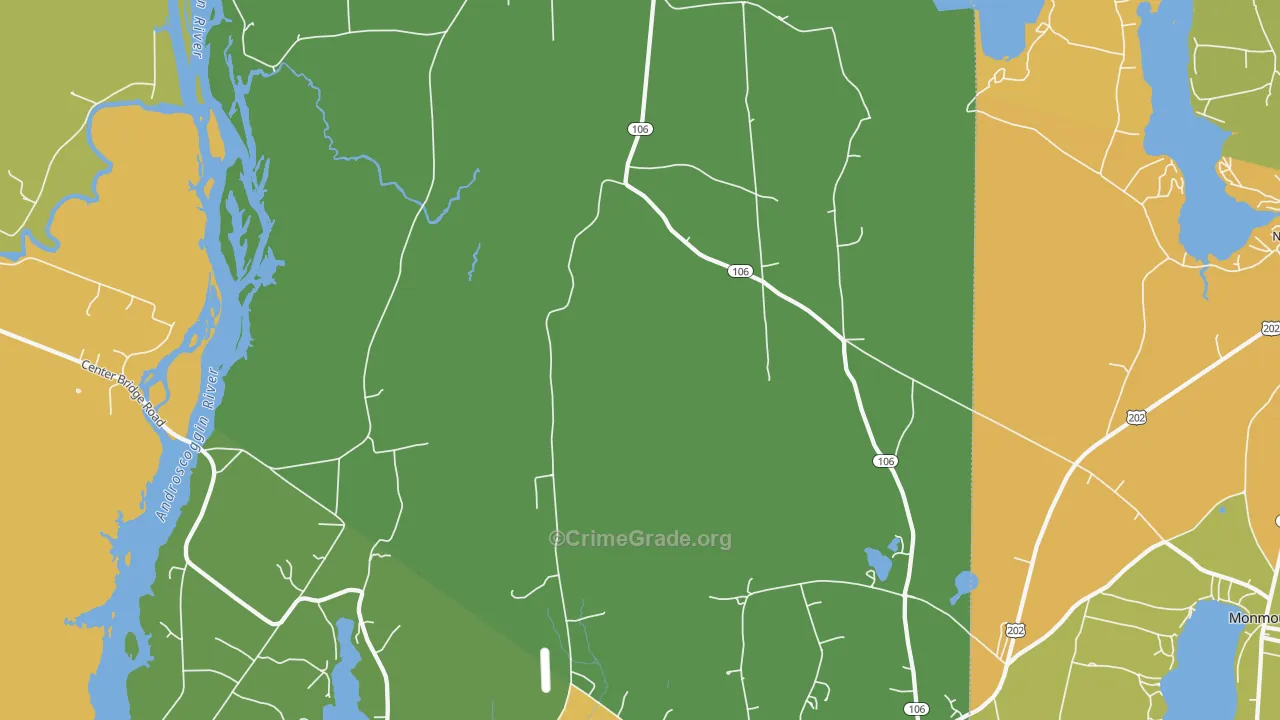 Leeds, ME Map of Burglary Rates