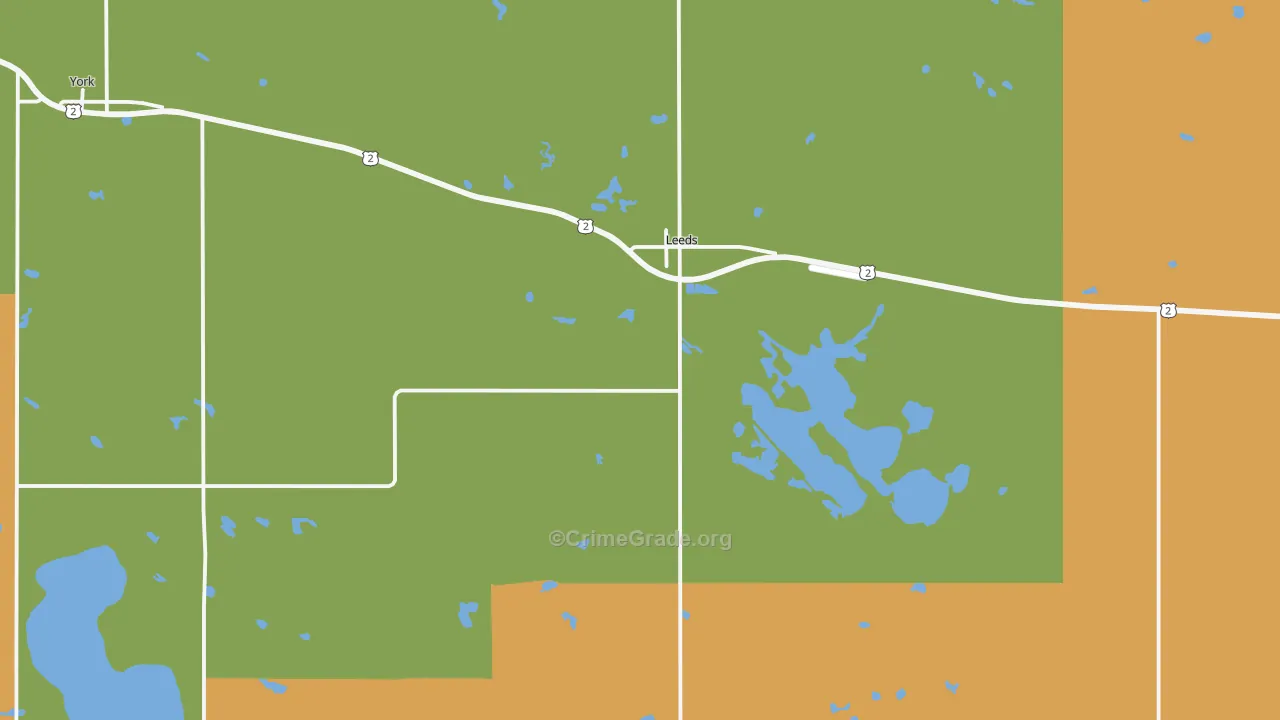 Leeds, ND Map of Burglary Rates