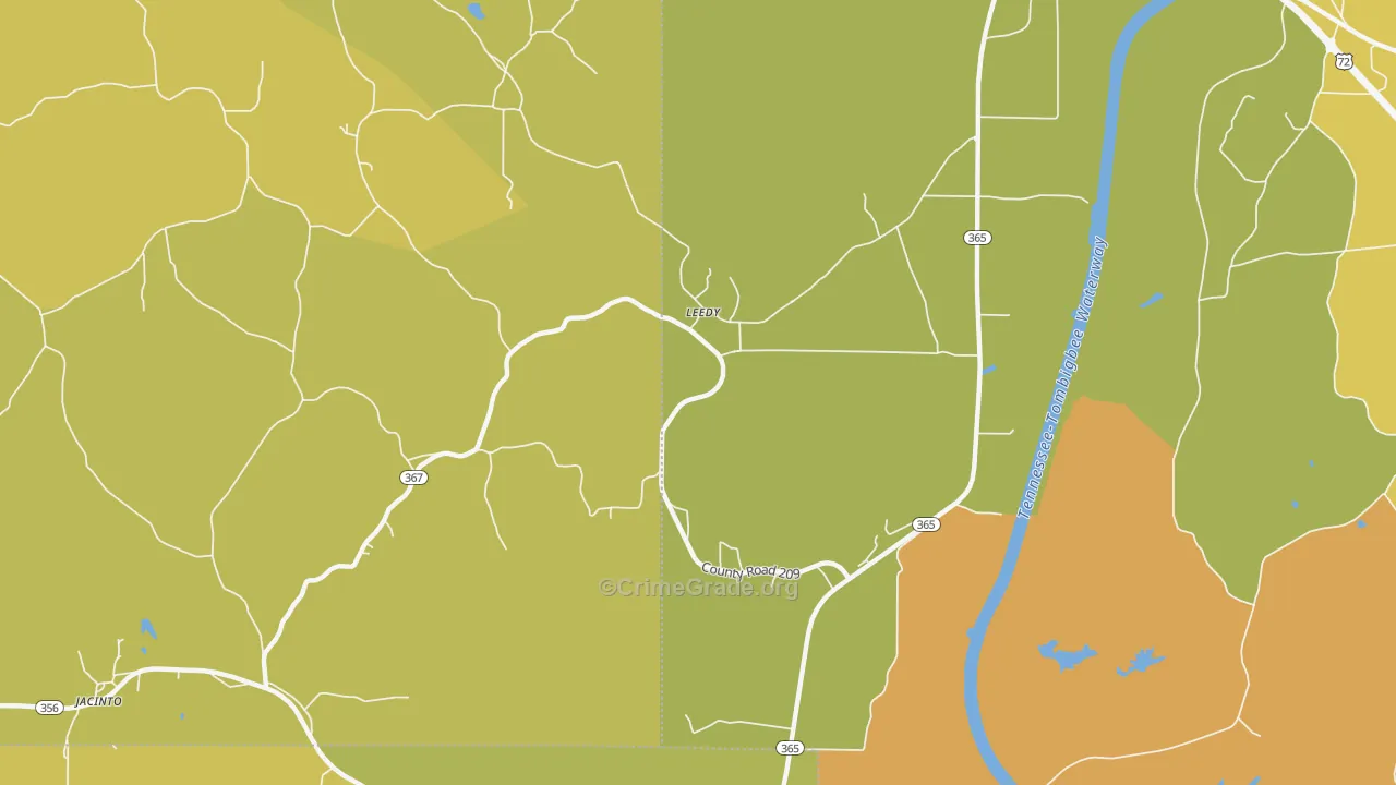 Leedy, MS Map of Burglary Rates