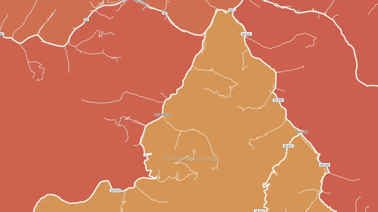 Leemaster, VA Map of Burglary Rates