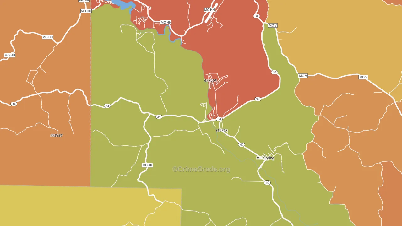 Leeper, MO Map of Burglary Rates