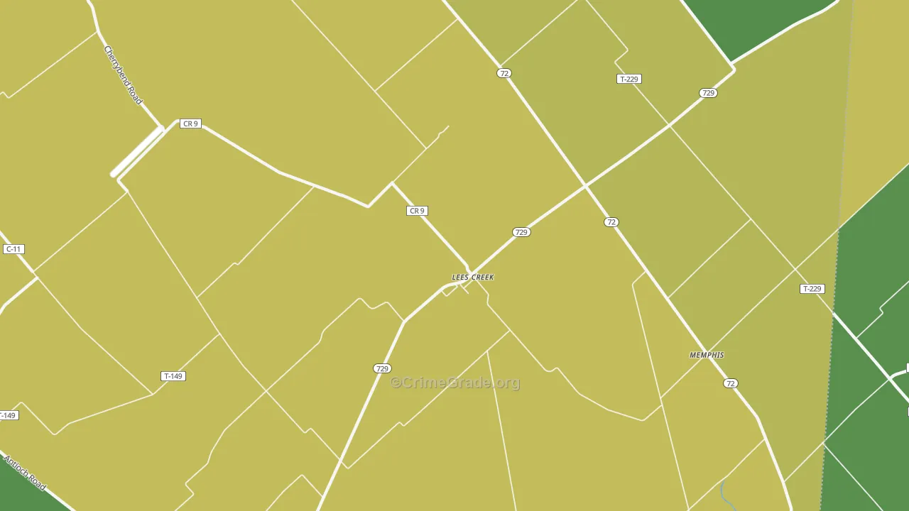 Lees Creek, OH Map of Burglary Rates