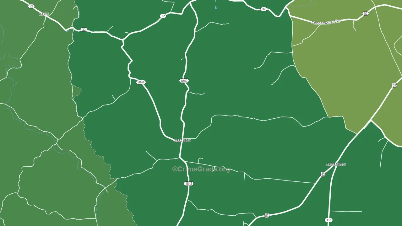 Lees Lick, KY Map of Burglary Rates