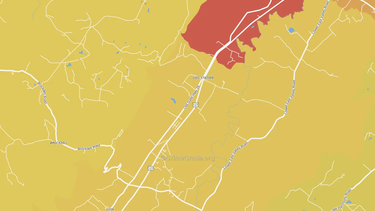 Lees Station, TN Map of Burglary Rates
