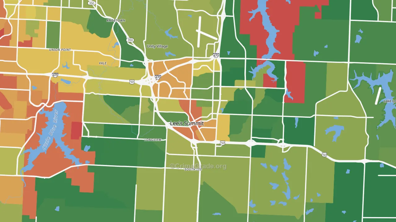 Lees Summit, MO Map of Burglary Rates