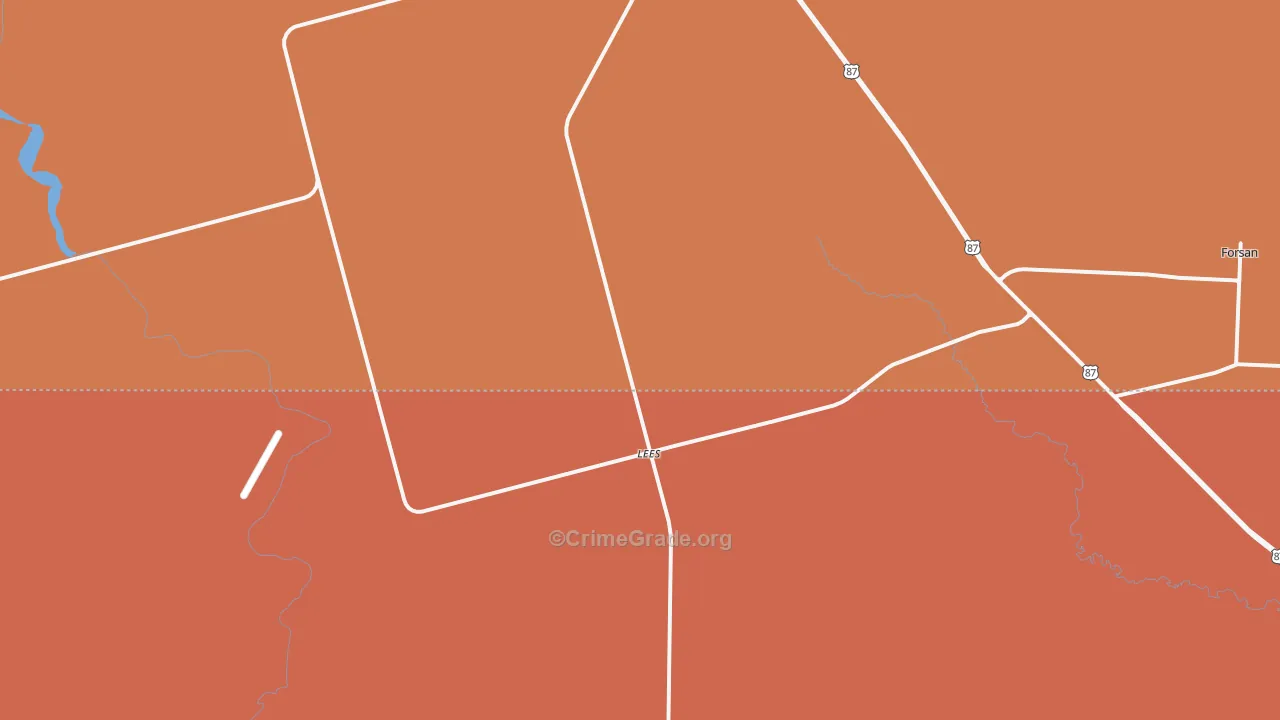 Lees, TX Map of Burglary Rates