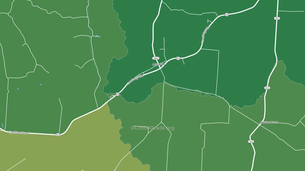 Leesburg, KY Map of Burglary Rates