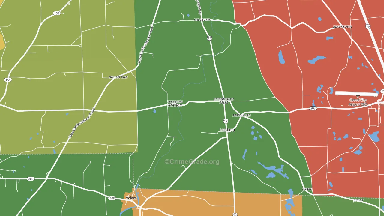 Leesburg, PA Map of Burglary Rates