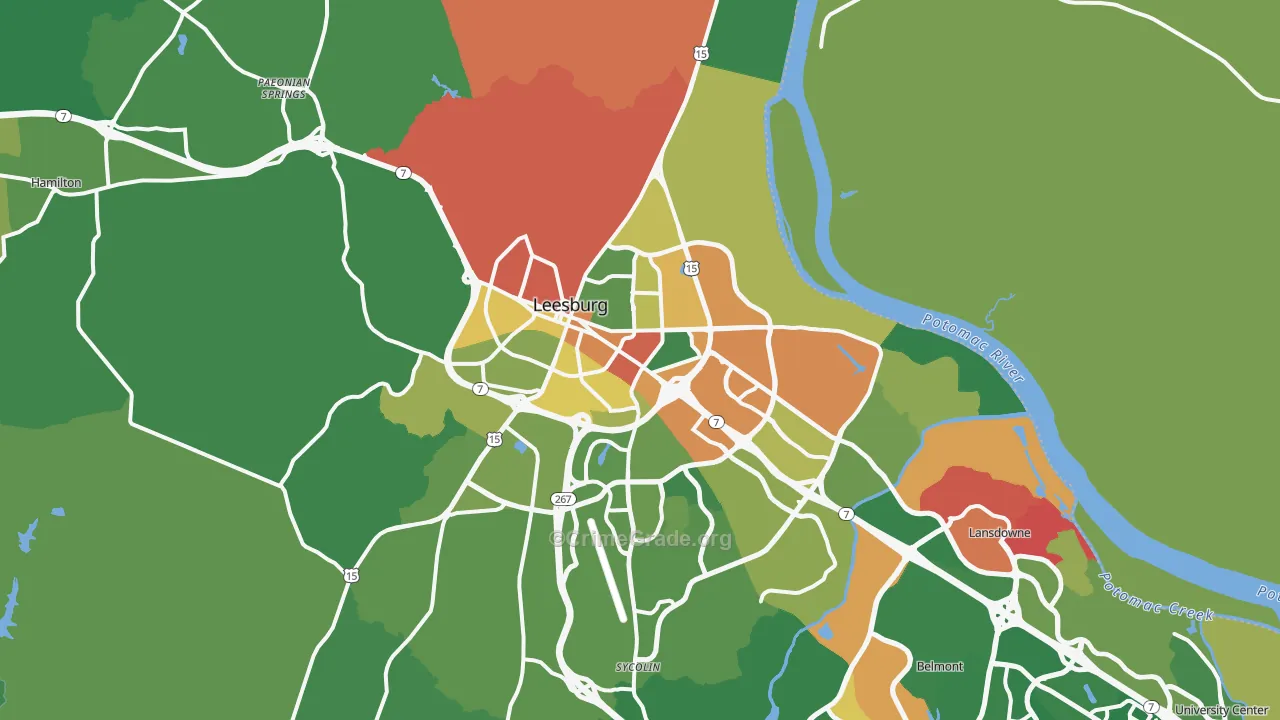 Leesburg, VA Map of Burglary Rates