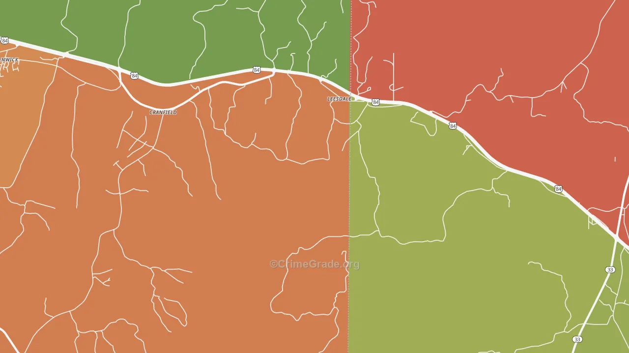 Leesdale, MS Map of Burglary Rates