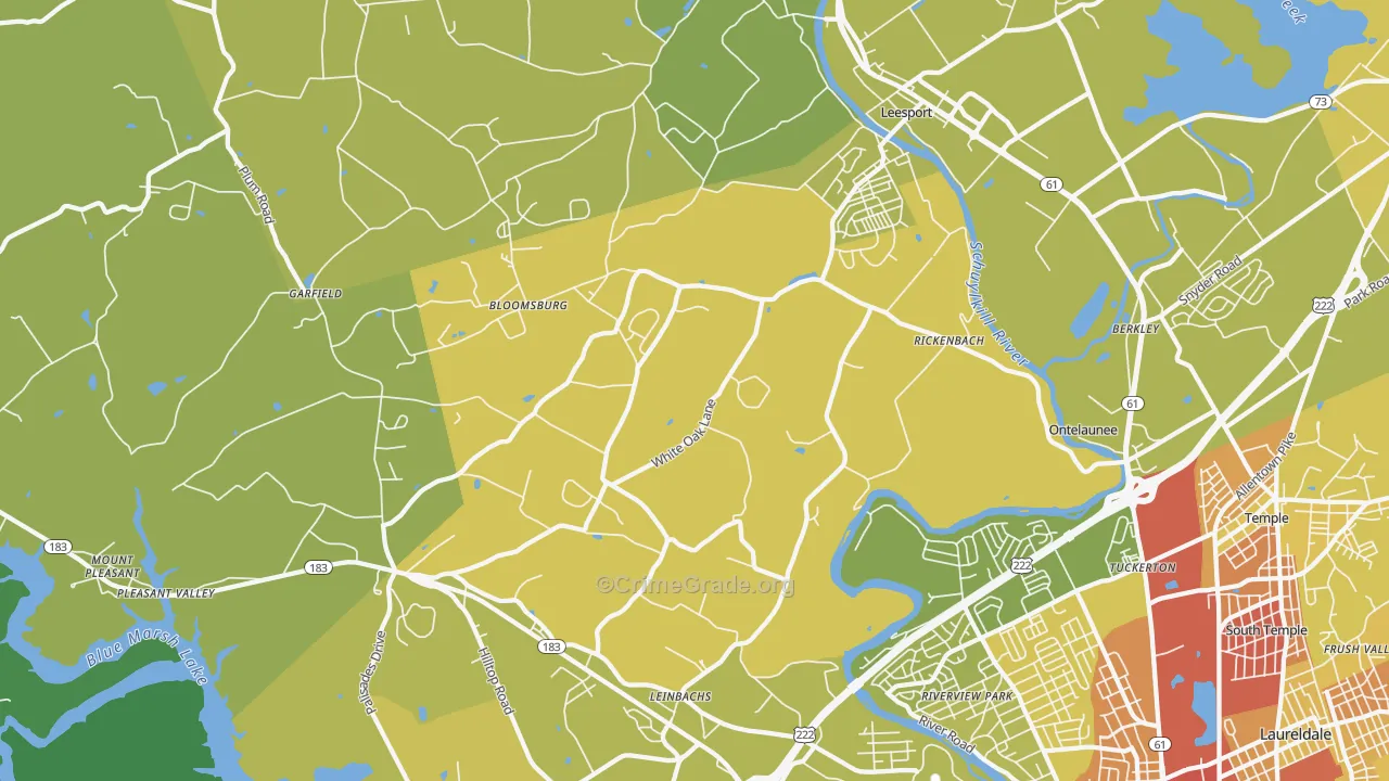 Leesport, PA Map of Burglary Rates