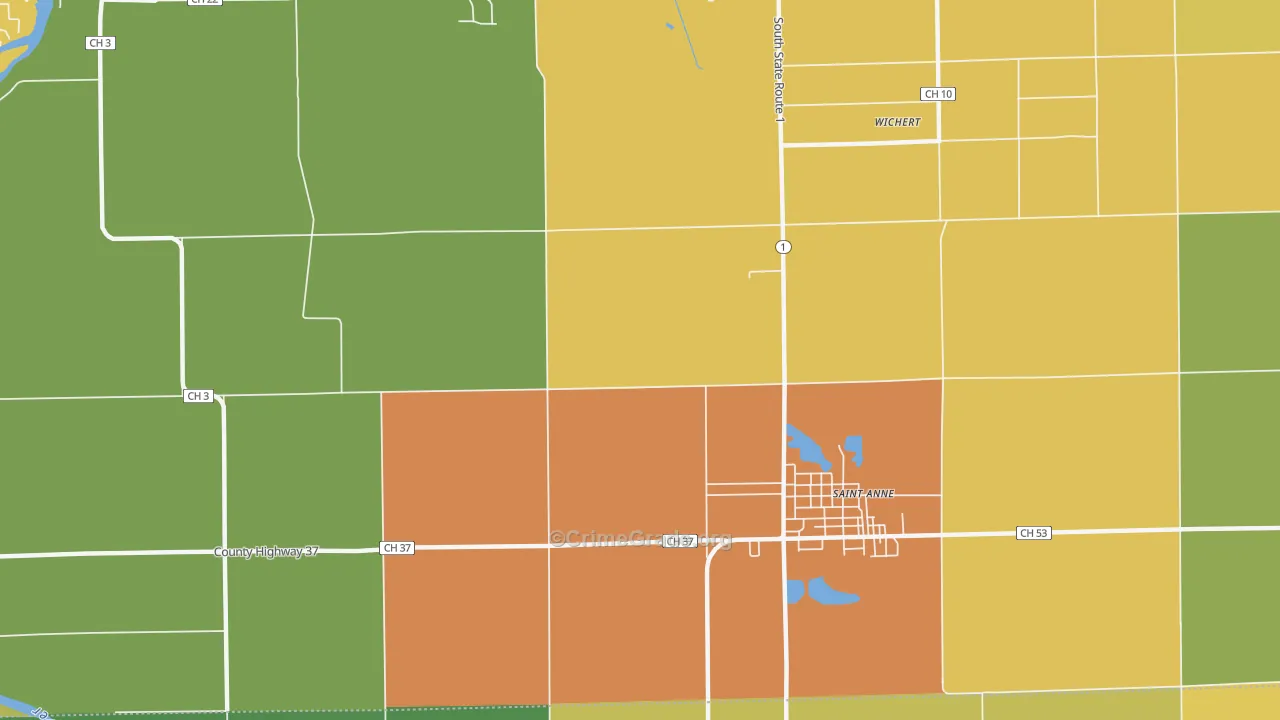 Leesville, IL Map of Burglary Rates