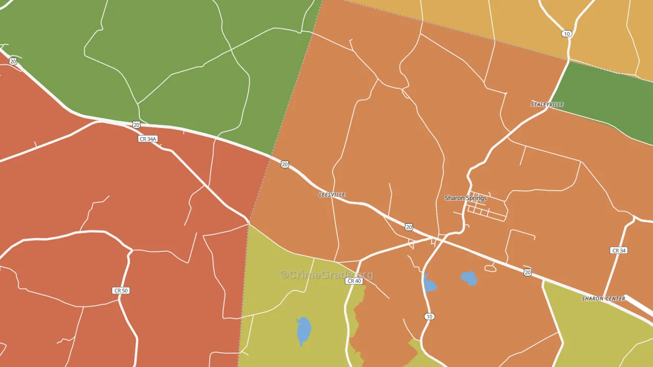 Leesville, NY Map of Burglary Rates