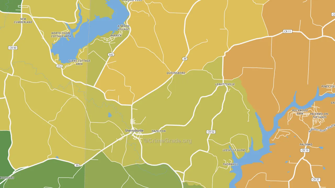 Leesville, OH Map of Burglary Rates