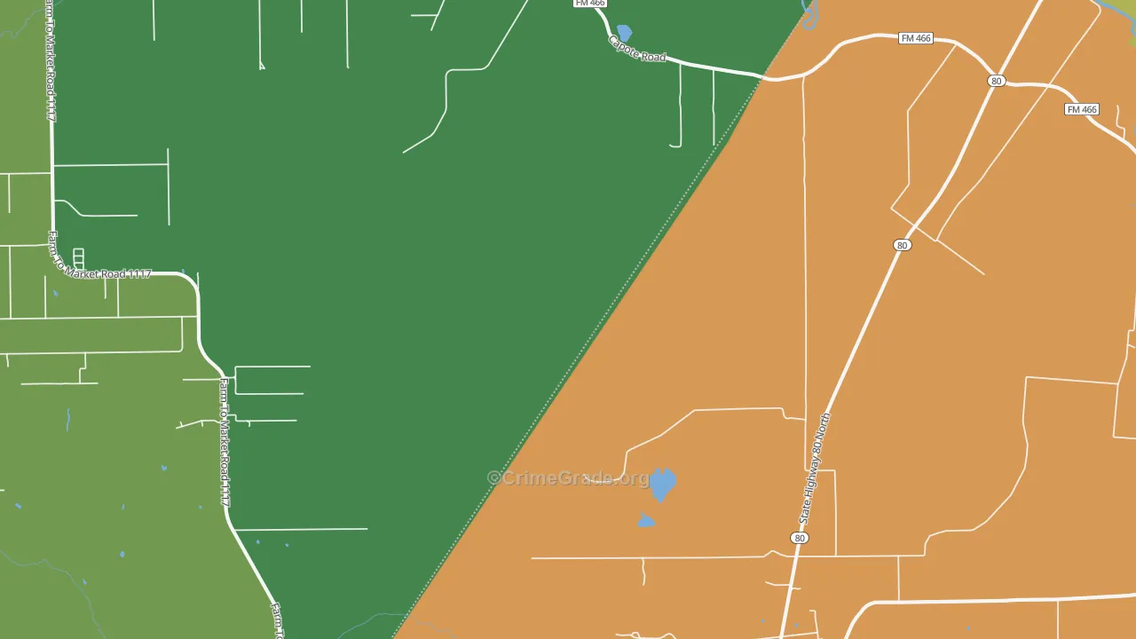 Leesville, TX Map of Burglary Rates