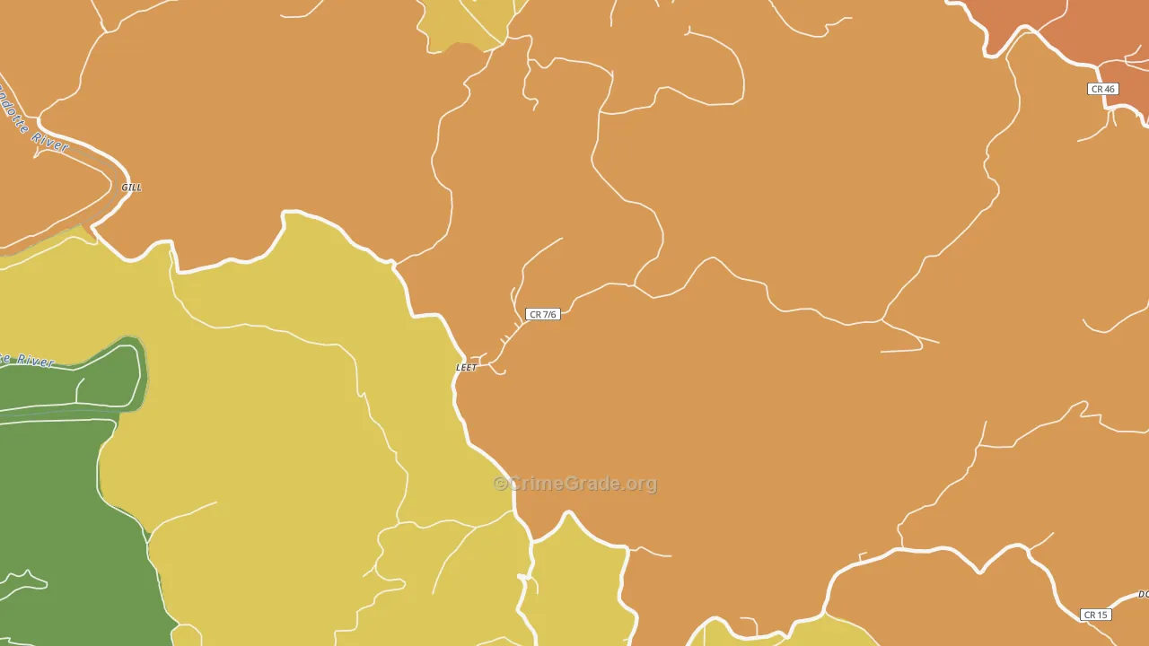 Leet, WV Map of Burglary Rates
