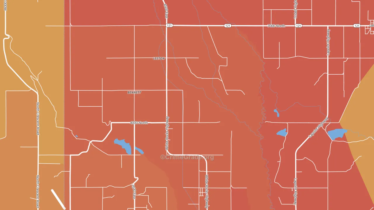 Leeton, UT Map of Burglary Rates