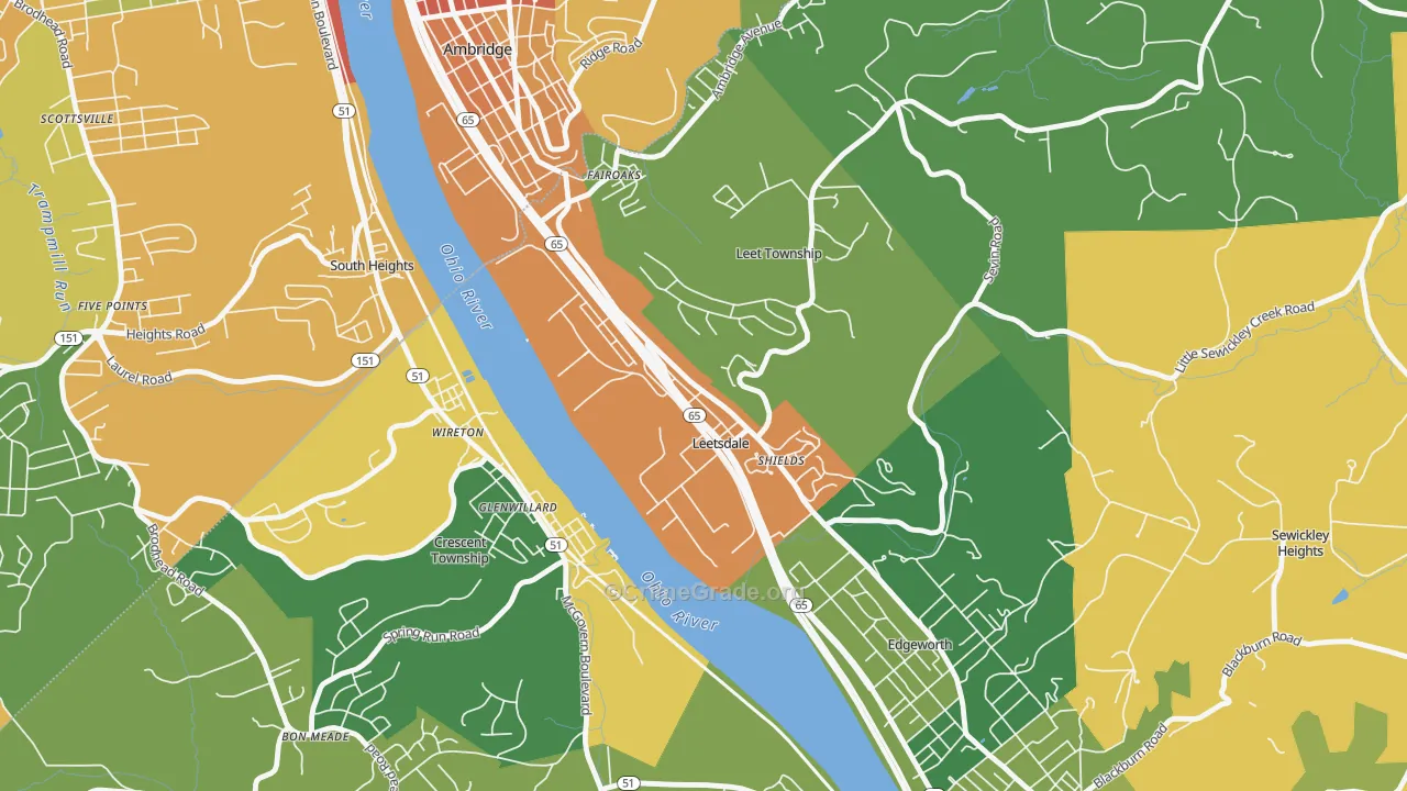 Leetsdale, PA Map of Burglary Rates