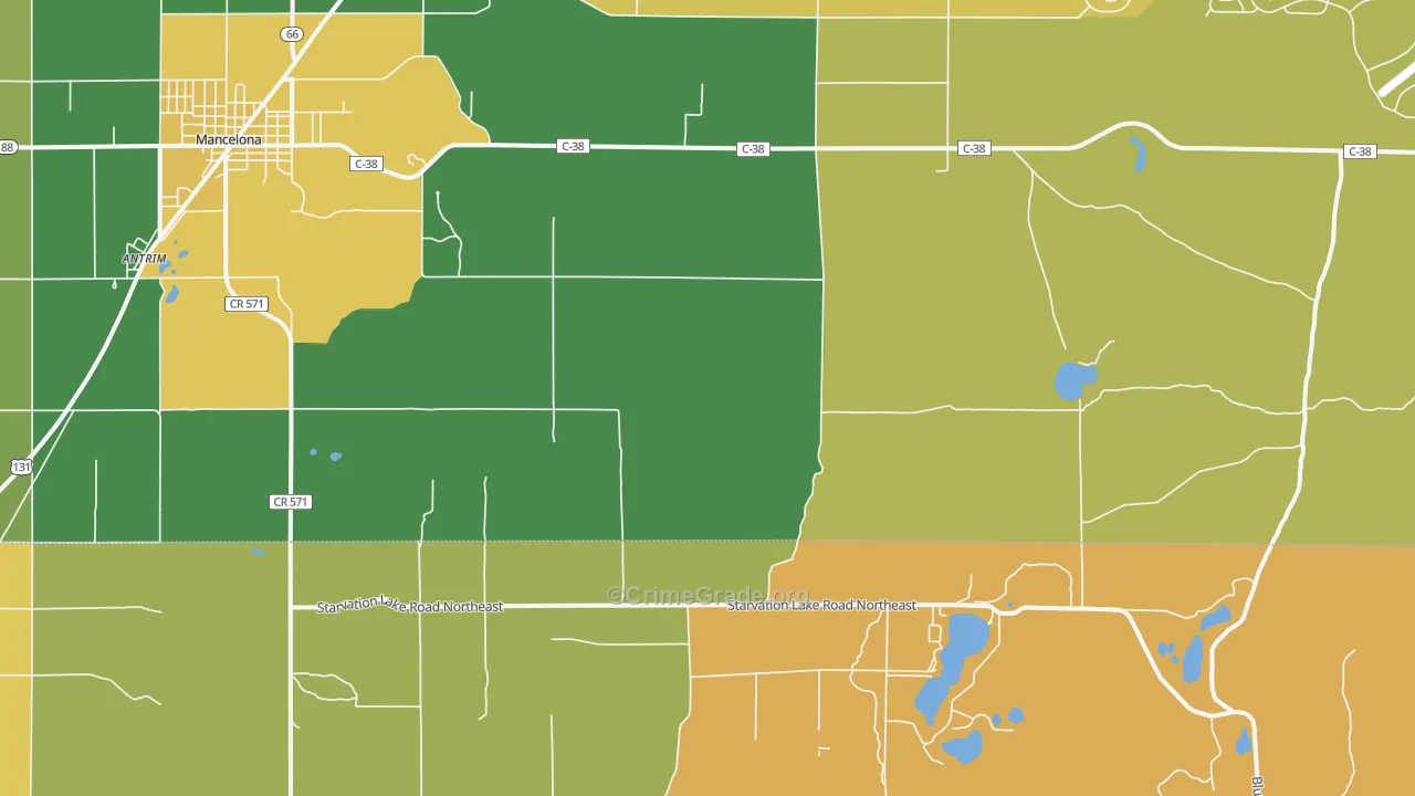 Leetsville, MI Map of Burglary Rates
