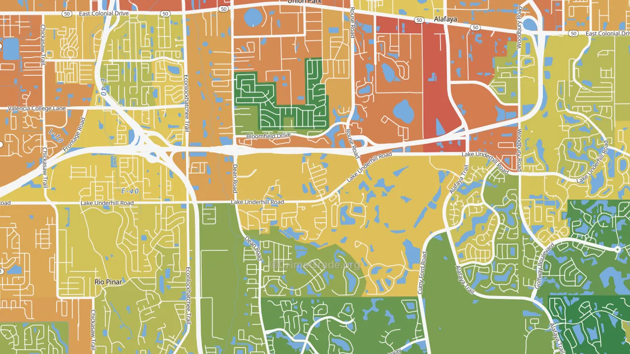 Legacy Place, Alafaya, FL Map of Burglary Rates
