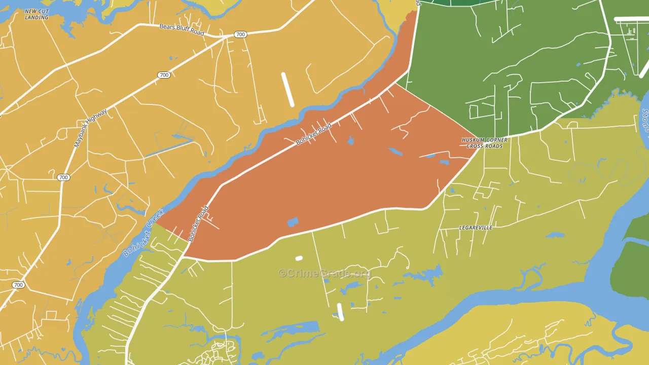 Legareville, SC Map of Burglary Rates