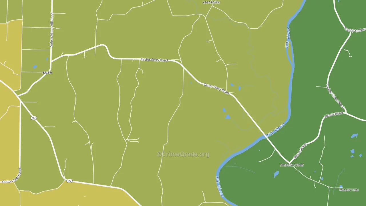 Leggtown, AL Map of Burglary Rates