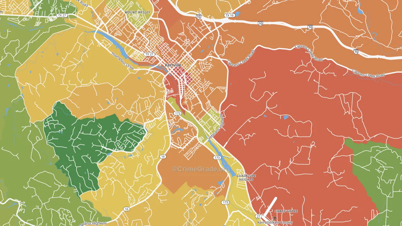 Legion, TX Map of Burglary Rates