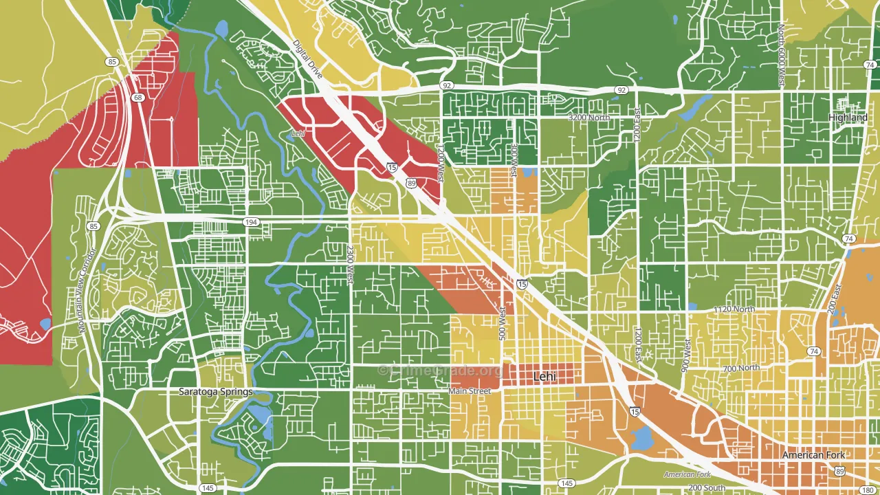 Lehi, UT Map of Burglary Rates