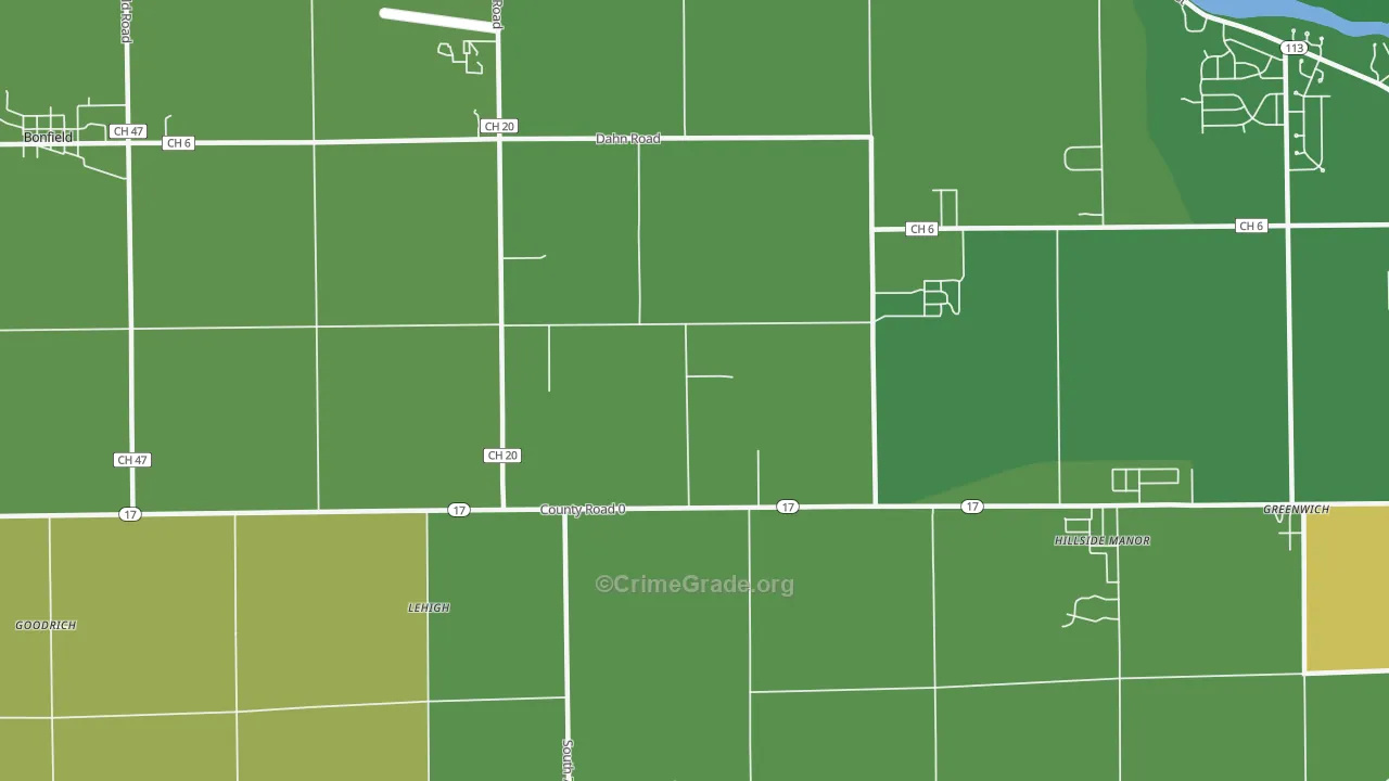 Lehigh, IL Map of Burglary Rates