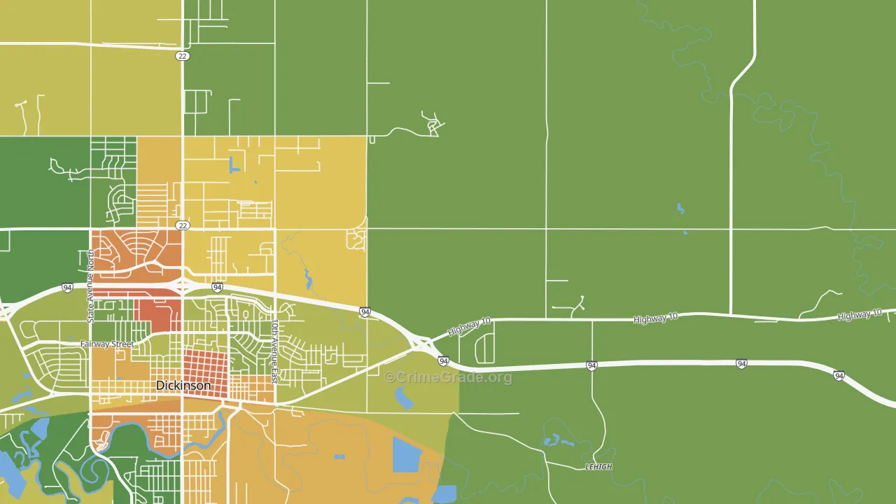 Lehigh, ND Map of Burglary Rates