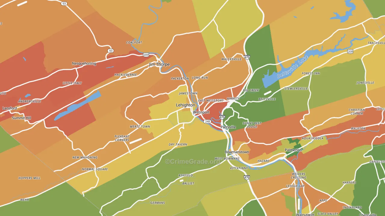 Lehighton, PA Map of Burglary Rates