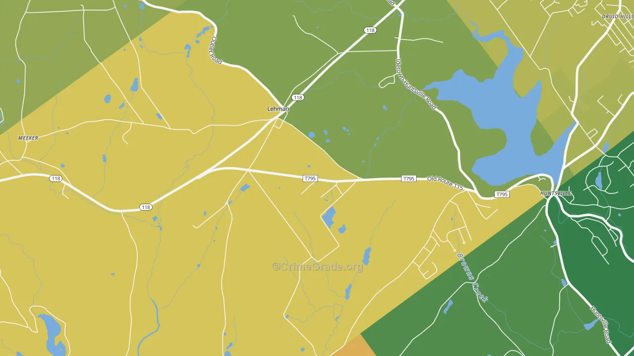 Lehman, PA Map of Burglary Rates