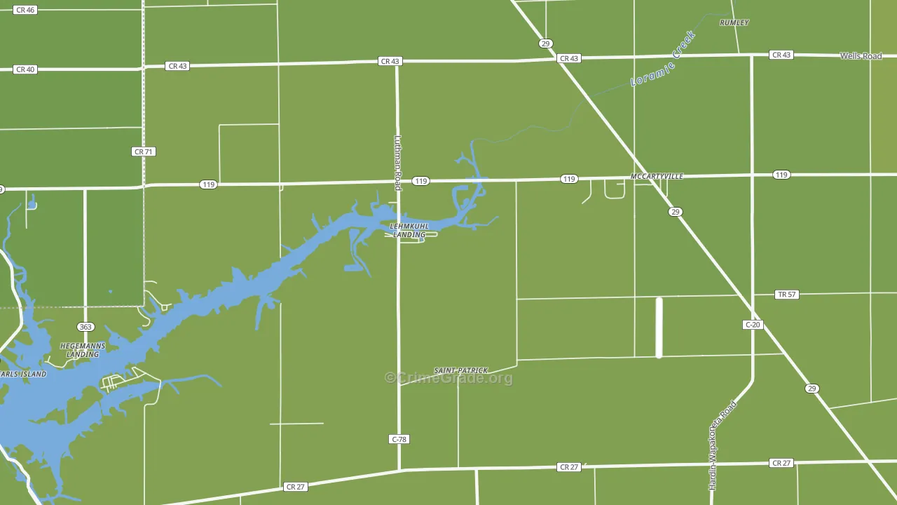 Lehmkuhl Landing, OH Map of Burglary Rates