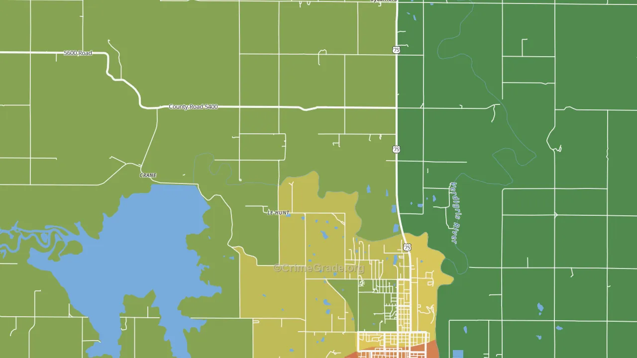 Lehunt, KS Map of Burglary Rates