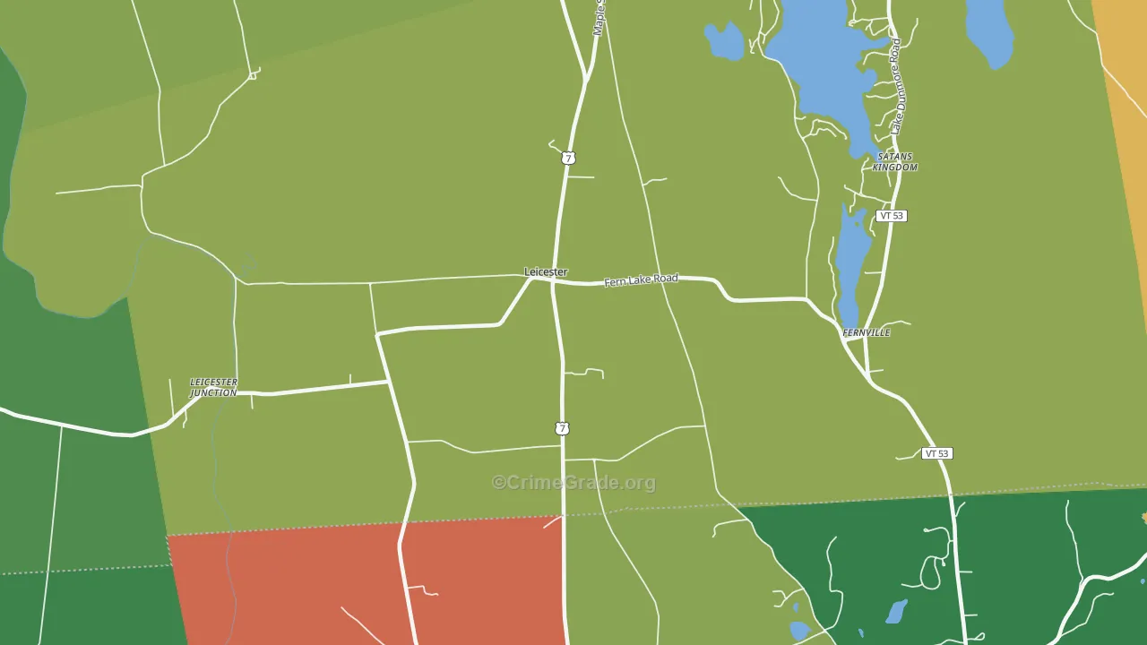 Leicester, VT Map of Burglary Rates