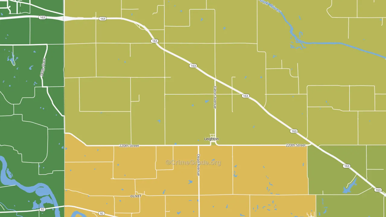 Leighton, IA Map of Burglary Rates