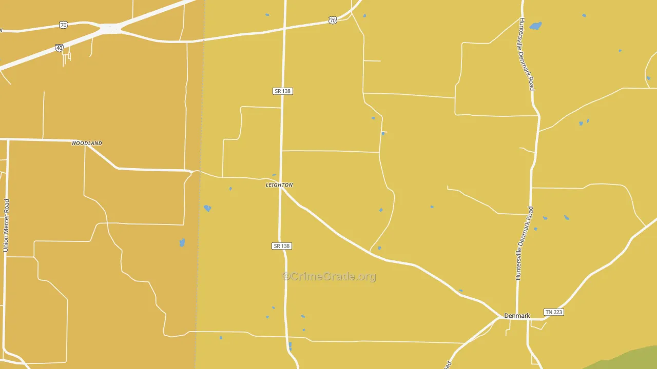 Leighton, TN Map of Burglary Rates
